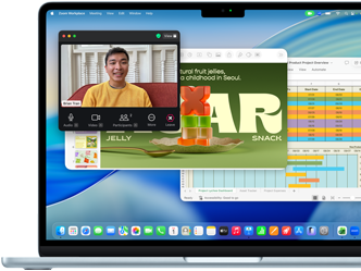 Una presentación de Keynote, una hoja de cálculo de Microsoft Excel y una llamada de Zoom abiertas al mismo tiempo en una MacBook Air de 13 pulgadas