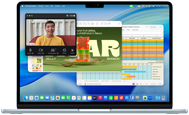 Una presentación de Keynote, una hoja de cálculo de Microsoft Excel y una llamada de Zoom abiertas al mismo tiempo en una MacBook Air de 13 pulgadas