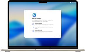 Se muestra el inicio de sesión único en una MacBook para destacar la facilidad de gestión de la seguridad de toda la empresa