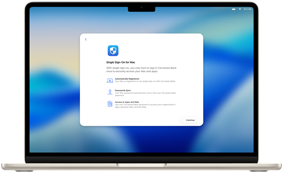 Se muestra el inicio de sesión único en una MacBook para destacar la facilidad de gestión de la seguridad de toda la empresa