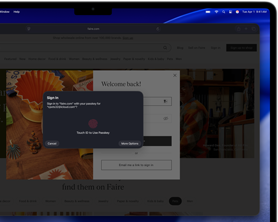 Notificación de Touch ID para acceder a Contraseñas en Safari en la pantalla de una MacBook Air de 15 pulgadas
