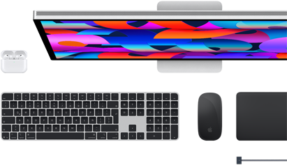 Accesorios para la Mac: AirPods, Studio Display, Magic Keyboard, Magic Mouse, Magic Trackpad, cable de carga MagSafe