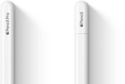 Un Apple Pencil Pro y un Apple Pencil (USB-C) uno al lado del otro