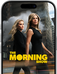 La pantalla de un iPhone 17 muestra la serie The Morning Show de Apple TV+. 