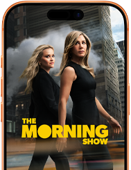 Pantalla de un iPhone 17 mostrando la serie The Morning Show de Apple TV+. 